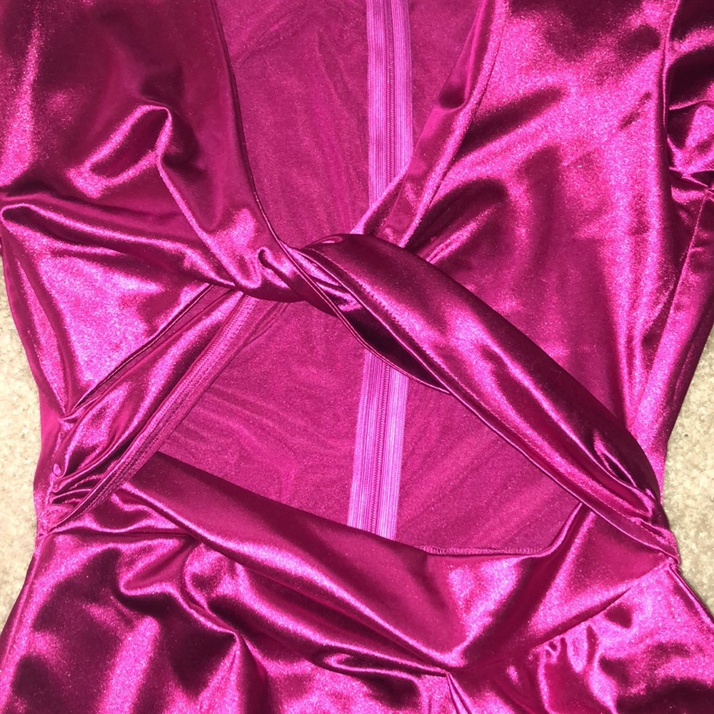 Satin Fuschia Party Dress - Picture 2 of 7